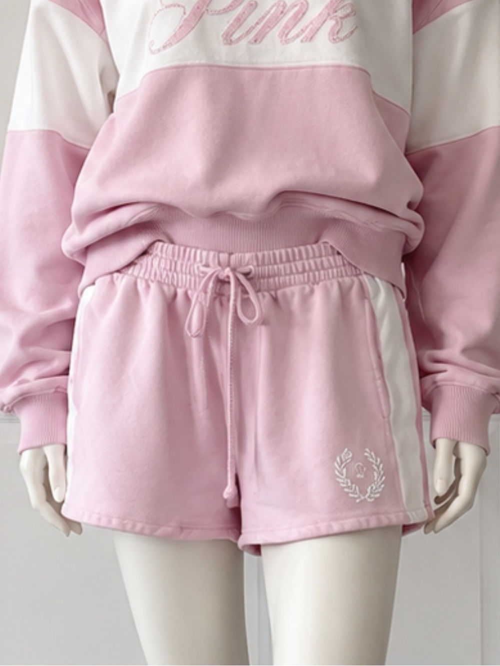 PINK Victoria's Secret Light Pink Lounge Shorts with White Side Stripe